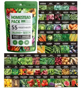 HOME GROWN 27,500+ Heirloom Vegetable & Fruits | 55 Variety Garden Survival Gear and Supplies Prepper Supplies | Non GMO Gardening Seed Starter Kit | Gifts for Men Women