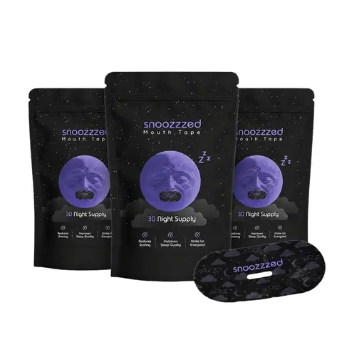 snoozzzed Mouth Tape for Sleeping 3 Pack - (90 Night Supply) Reduces Snoring, Restful Sleep, Hypoallergenic Sleep Aid Comfort, Skincare Mouthtape Mask Healthcare