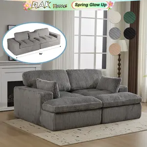 QAK 114'' 2 Seats Boneless Sofa Bed, Sofa Couch, Chaise Lounge in Plush Corduroy Fabric,Modular Design,High Durability,No Assembly Required