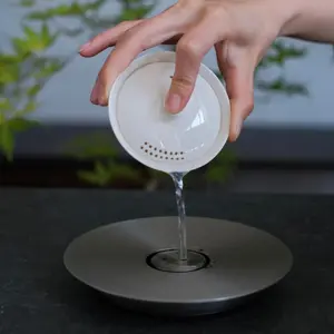 Stainless Steel Kettle Stand, Integrated Water Drainer, Tea Set Accessories for Drying and Displaying Tea Cups, Essential Teaware