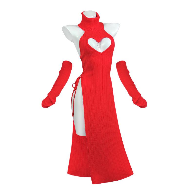Koruraclub Valentine's Day Heart-shaped cheongsam Black Turtleneck Cosplay Succubus underwear Backless long skirt 2026 Hottest Picks