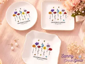 Grandmas Garden Love Grows Here Ring Dish, Jewelry Tray Trinket Holder For Grandma Women, Mothers Day Gift Birthday Present For Nana | 210426.R0784.ID01