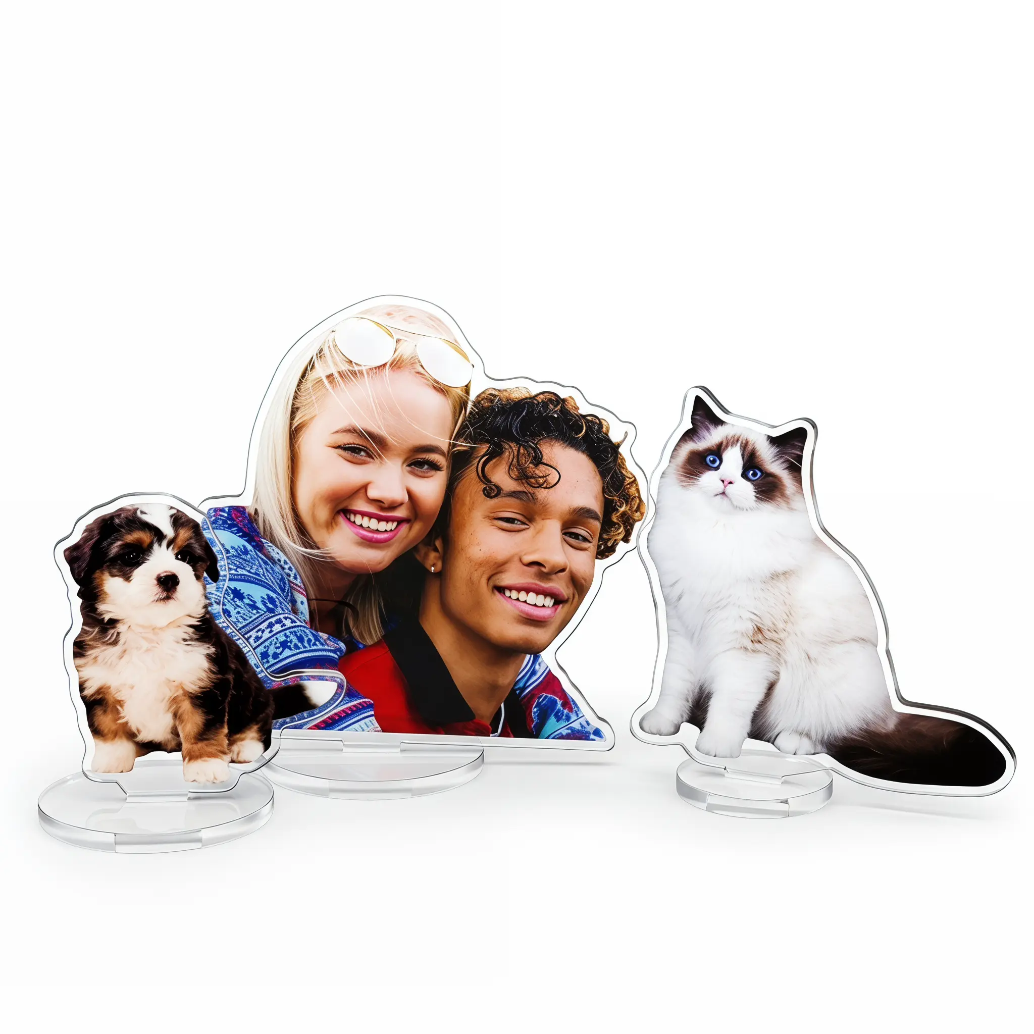 Personalized Picture Acrylic Desktop Stand, Custom Dog Cat Standee Desk Decor, Cusomize Present for Weddings, Anniversaries, Birthdays, Christmas, Father's Day