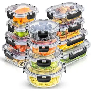 24pc Borosilicate Glass Storage Containers with Lids |   12 Airtight/Freezer Safe Food Storage Containers for Pantry and Kitchen |   Meal Prep Container for Lunch |   Glass Tupperware Set