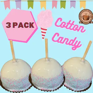 Cotton Candy 3 Pack: Blue Raspberry Chocolate with Cotton Candy Sugar on Gourmet Caramel