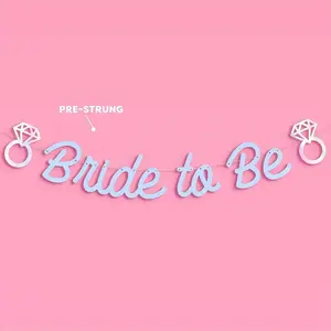 Bride Banner Blue Rainbow Foil Paper 4 Feet, Single Party Decoration, Engagement Setup, Wedding Photo Background, Wedding Party Backdrop