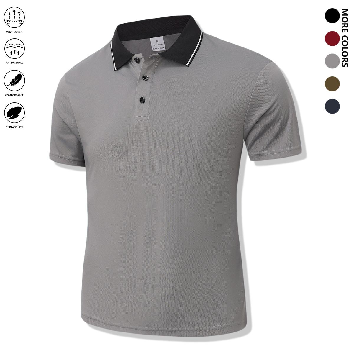 4-piece set: casual men’s short-sleeve polo shirt set featuring a comfortable relaxed fit and a classic turn-down collar shirt, suitable for work, golf, travel, and everyday wear.