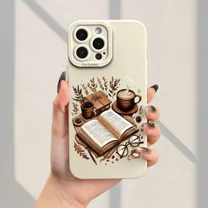 Creative designs featuring books, coffee, and glasses; drop-proof and non-slip TPU full-coverage phone case for lenses; compatible with iPhone 17, 16, 15, 14, 13, 12, 11, XS, X, Samsung, and other models; makes a great gift for friends or family.