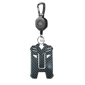 Polygonal ID Badge Clip with Keychain, Adjustable Heavy-Duty Quick-Release, Tactical ID Holder, Office Supplies for Men