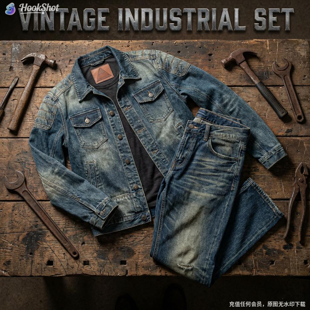 Men's Blue Denim Jacket & Jeans Matching Set, Vintage Streetwear Double Denim Outfit, Casual Regular Fit Mid-Wash Co-Ord, Trendy Spring Daily Wear, Comfortable Durable All-Denim Ensemble for Modern Men's Street Style