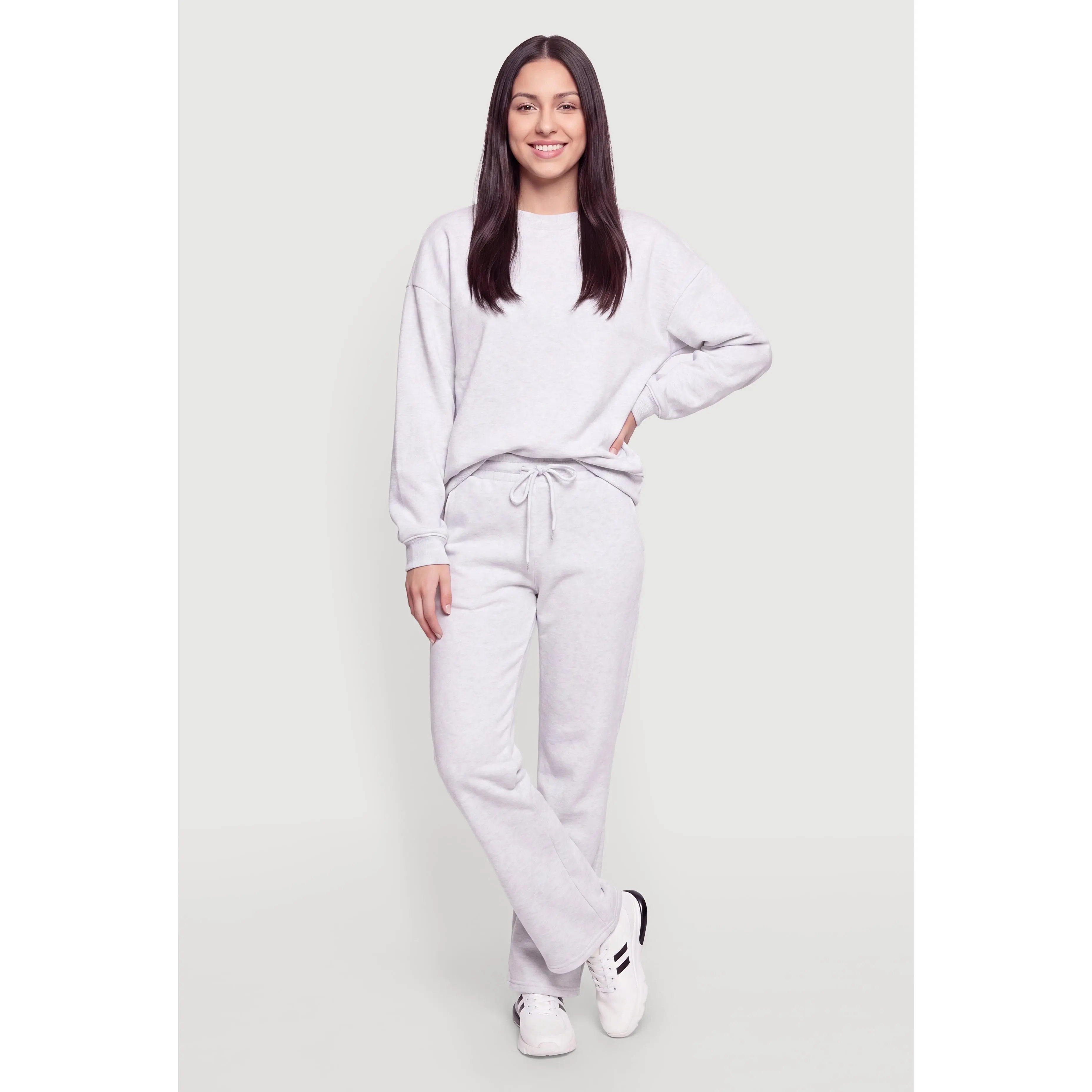 Drawstring Waist Flare Leg Fleece Sweatpants