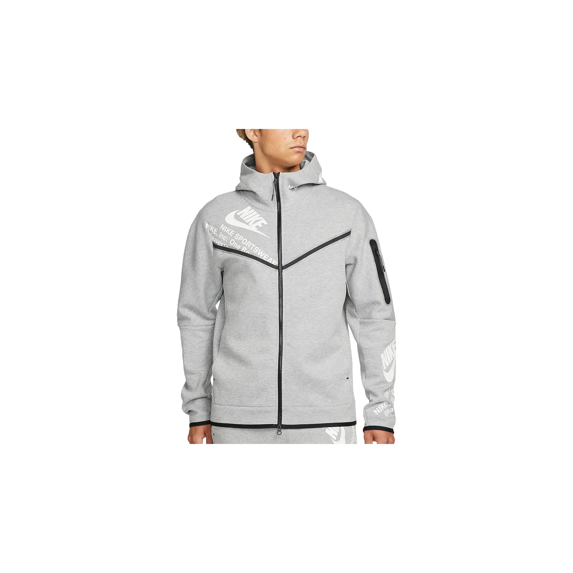 Sportswear Tech Fleece Full-Zip Hoodie "DARK GREY HEATHER/WHITE" DM6474 063