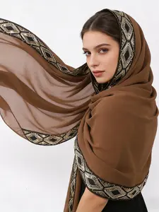 New Pearl Chiffon Embroidered Sequin Headscarf, Fashion Trim Women's Scarf, Elegant Accessory for Stylish, Perfect Gift Idea