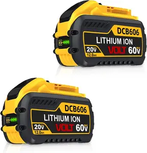 2Packs 12.0Ah Replacement for Dewalt 20V Battery Compatible with Dewalt 20V/60V Battery DCB609 DCB606 DCB612 Series Power Tools Charger Lithium High Capacity Heavy Duty