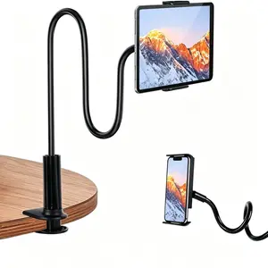 360-Degree Rotatable Phone Holder, Universal Adjustable Lazy Phone & Tablet Holder Stand, Flexible Gooseneck Phone & Tablet Holder for Bed, Desk & Headboard, Hands-Free Watching Videos, Recording, Video Calls, Online Meetings & Live Streaming