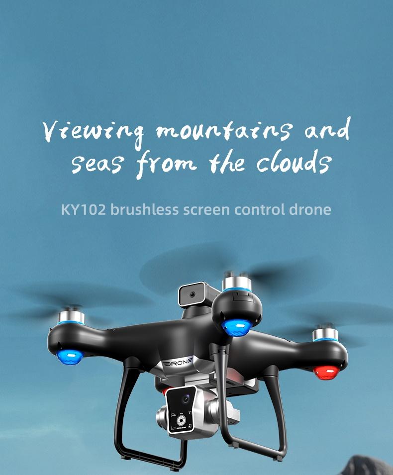 KY102 Drone with Screen Controller & SD Card, HD Camera, Brushless Motor, Optical Flow Positioning, Active Obstacle Avoidance, Dual Battery Kit, One-Key Takeoff/Landing, Beginner FPV Quadcopter