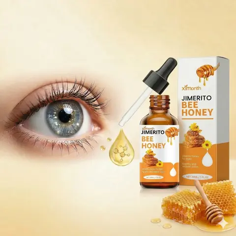 Jimerito Unisex Alcohol-Free Honey Eye Drops with Dropper Bottle - Natural Serum, Gentle Plant-Based Cleansing Essence, Hydrating Dry Relief for Daily Soft & Smooth Eyes Comfort