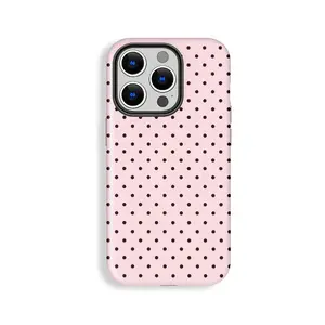 Premium Dark Pink Black Polka Dot Phone Case, Phone Case Suitable for Iphone 11/12/13/14/15/16/17 Pro Promax Plus Air