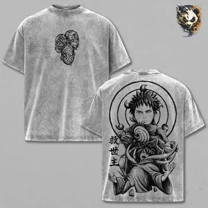 Obito Anime Washed Tee – Naruto Vintage Manga T-Shirt, Cool Japanese Anime Graphic Shirt, Oversized Streetwear Trendy Otaku Gift, Dark Aesthetic Shonen Anime Tee