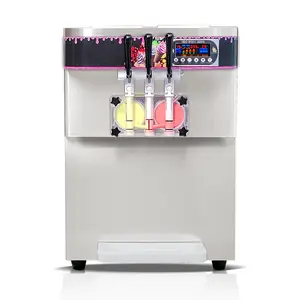 Kolice Commercial 3 flavors soft serve ice cream machine, yogurt ice cream maker, 2+1 mixed flavors, upper hoppers refrigerated, auto counting, auto washing