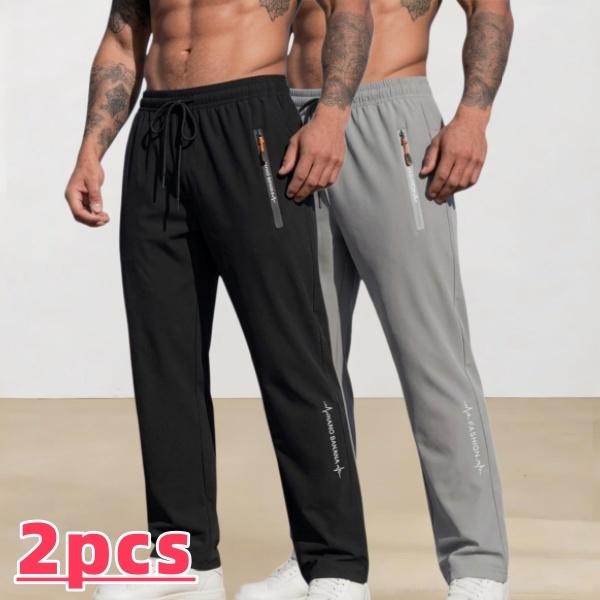2-pack men’s sports casual pants: jogging athletic long pants, everyday casual pants, breathable and comfortable pants suitable for outdoor activities
