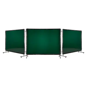 VEVOR Welding Screen with Frame, 3-Panel 6 x 8 FT Welding Curtain Screen, Flame-Resistant Vinyl Safety Protection Screens with 12 Wheels & 6-Level UV Protection for Workshop/Industrial Use, Dark Gree