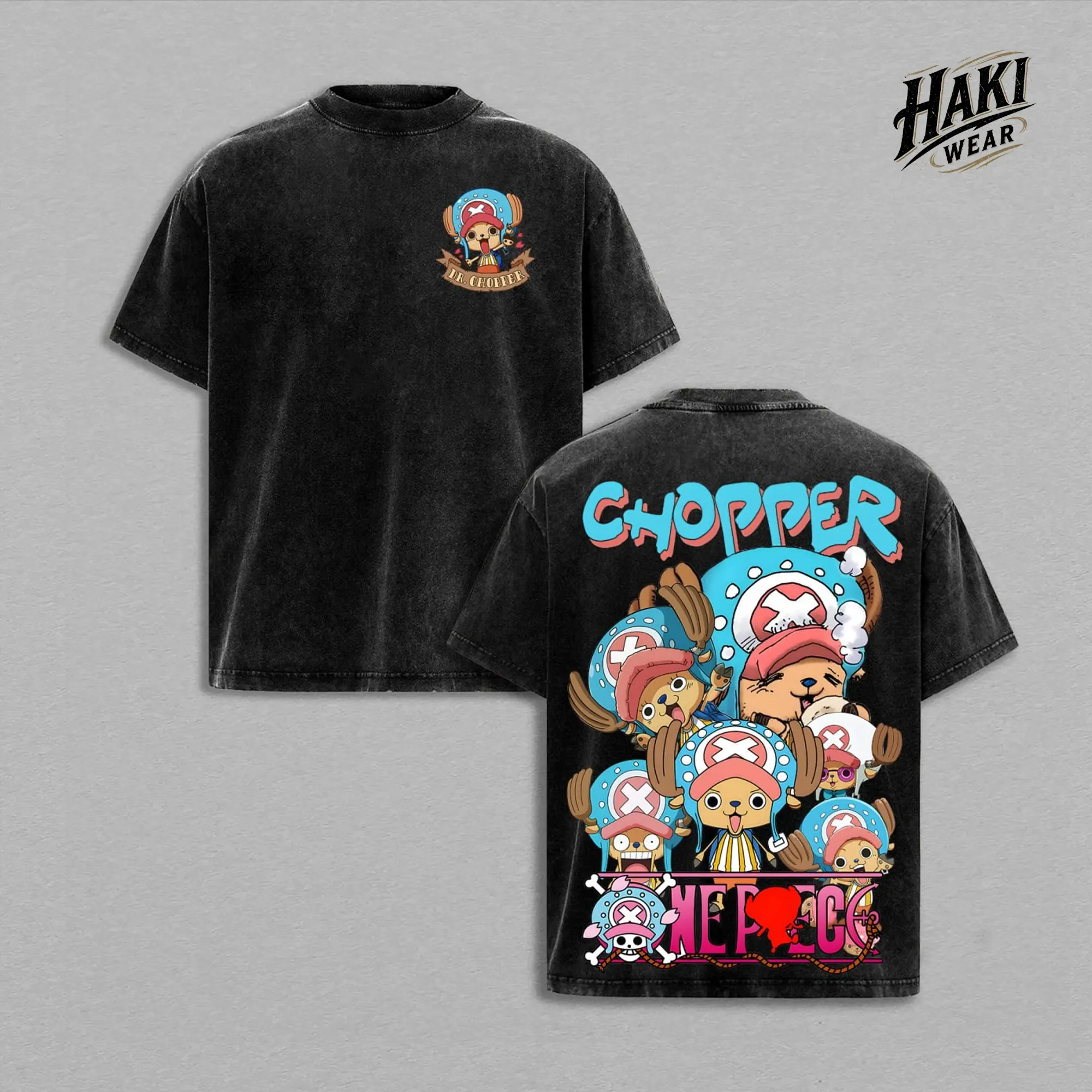 Chopper Anime Shirt Vintage Washed Oversized Streetwear Tee Cute Anime Graphic T Shirt One Piece Inspired Y2K Aesthetic Manga Shirt Unisex