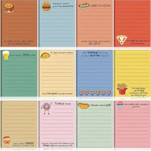 12 Pcs Cute Inspirational Sticky Notes, 4 * 3 Motivational Notepads Positive Emotional Support Gift Funny Lined Memo Note Pads for Office Desk Supplies Coworker Employee(Foods,Drinks)