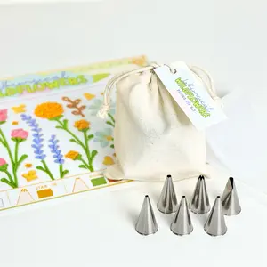 Wildflower Piping Practice Kit with 6 Nozzles, 8 Piping Bags, Reusable Practice Sheet, & Free Video Guide Bakeware Cake Decorating Gift Idea