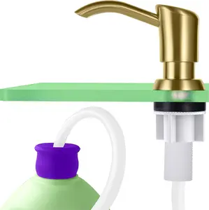 Built in Counter Soap Dispenser for Kitchen Sink and Extension Tube Kit, Anti-Leakage Upgrade with 40" Tube No More Top Refill, Brushed