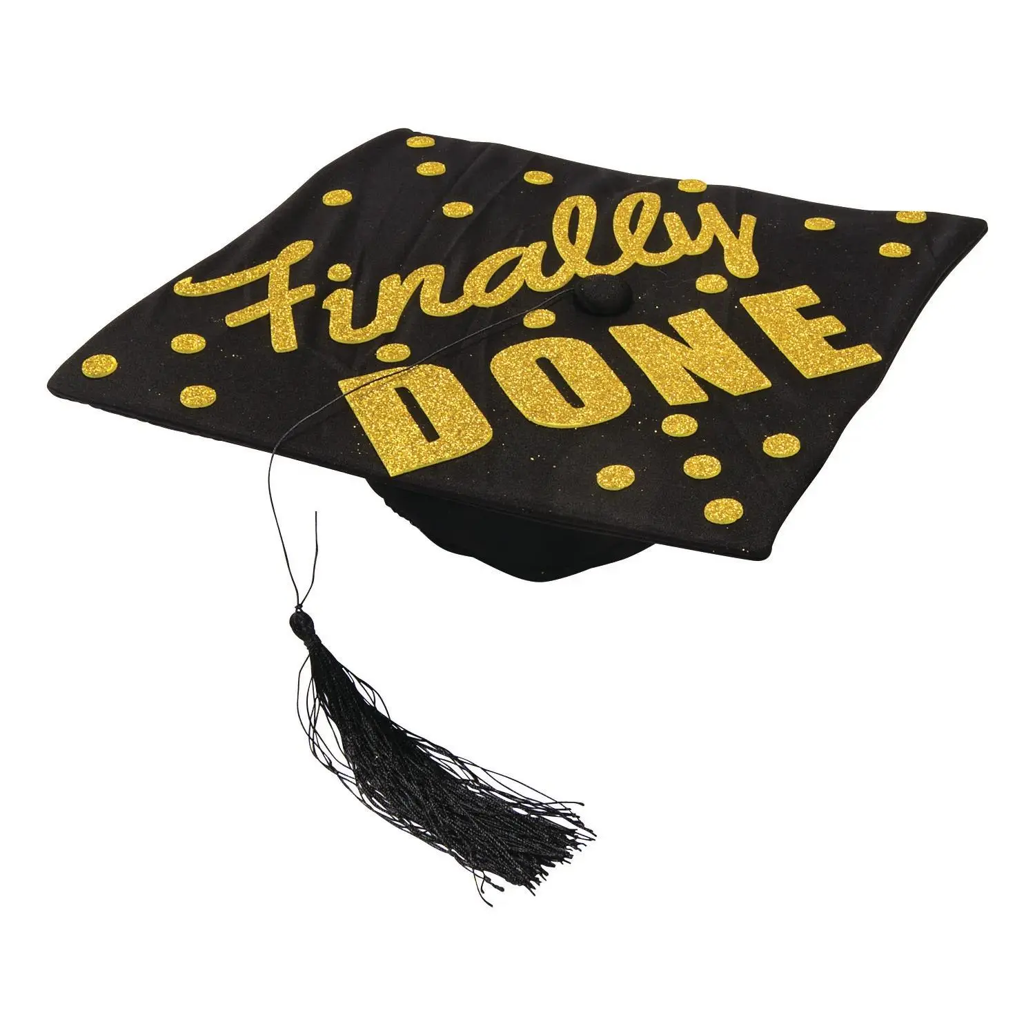 Gold Glitter Self-Adhesive Foam Graduation Cap Decorating Kit for 4 Hats