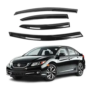 Fits Honda Civic 2006 2007 2008 2009 2010 2011 Safe Smoke Window Visor Set - Sun  Rain And Vent Protection 4-piece Deflector Guard Kit 2mm-thick