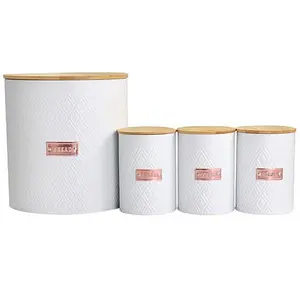 MegaChef Iron Canister Set, White - 4 Piece