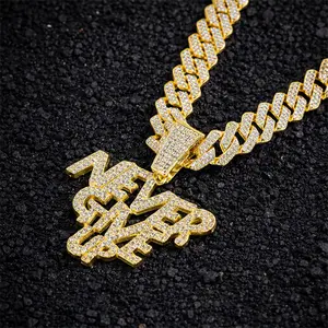 23 Never Give Up Pendant Necklace Hip Hop Cuban Link Chain Street Style Jewelry Gift For Men