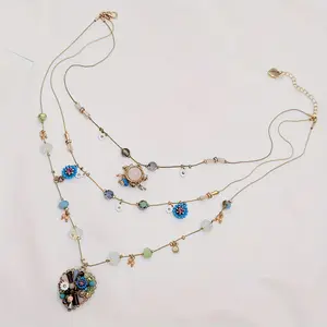 925 Sterling Silver, Pure Handmade Multi-layer Love Beaded Necklace, Accessories, Jewelry For Women, Teen Trendy Stuff, Suitable For Halloween Christmas Gifts, Free Gift Box