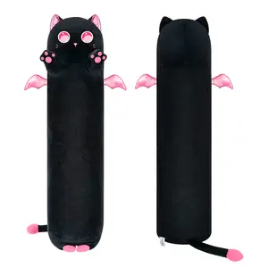 MeWaii  Plush Body Pillow, Pink big-eyed cat  Stuffed Animals Kawaii Plushies Pillow Glow in The Dark Gift for Girls Boys, Birthday Gifts Halloween Christmas Gift for Girls Boys