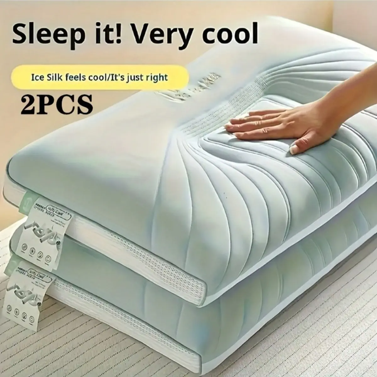 2PCS 3D Ergonomic Breathable Neck Support Pillow, 100% Polyester Fiber Filled Cervical Pillow , Machine Washable All Season Sleeping Pillow for Side Back Stomach Sleepers, Suitable for Bedroom Dorm Hotel TravelPillow