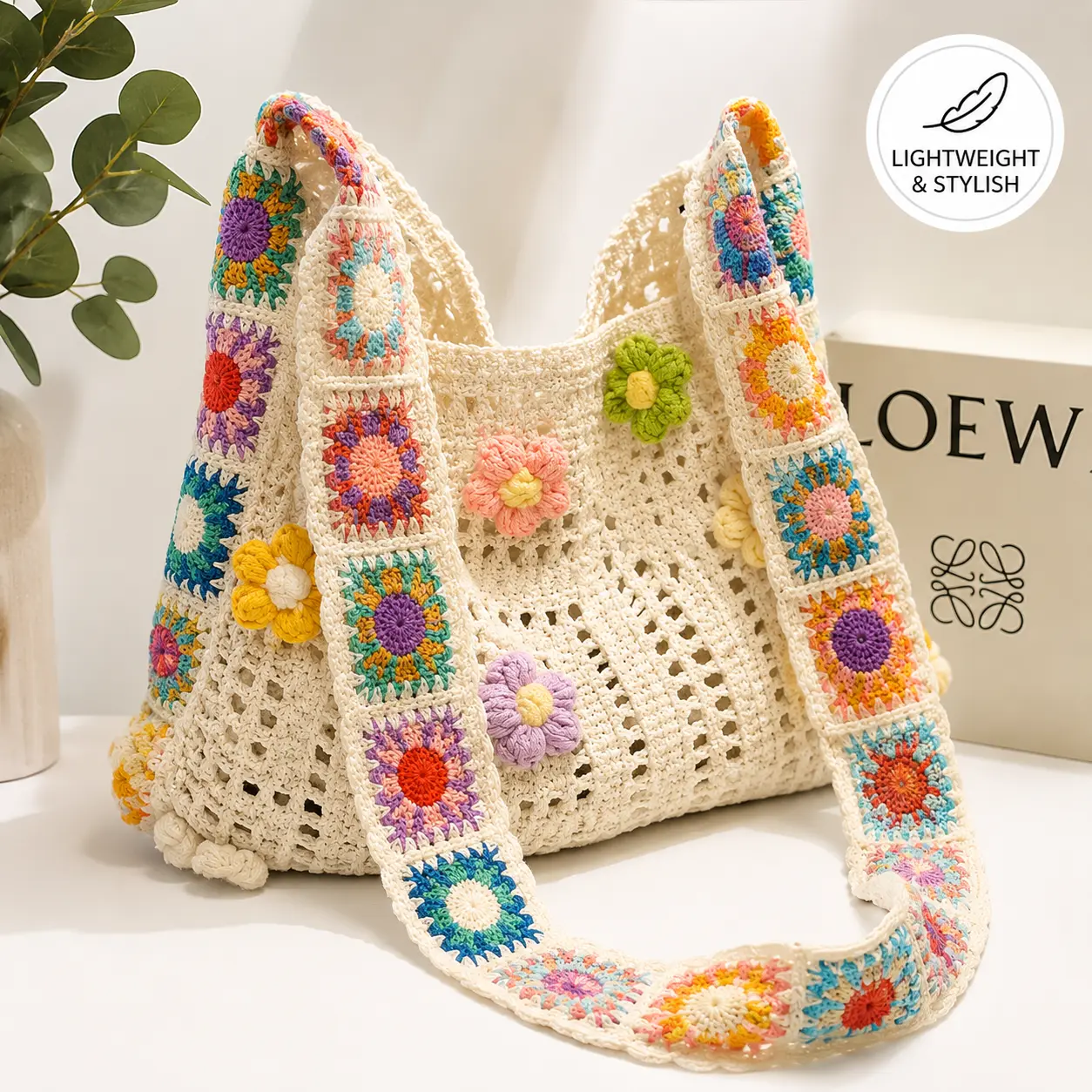 Women's Bohemian Casual Crossbody Messenger Bag, Printed Shoulder Bag with Adjustable Strap, Lightweight Everyday Handbag