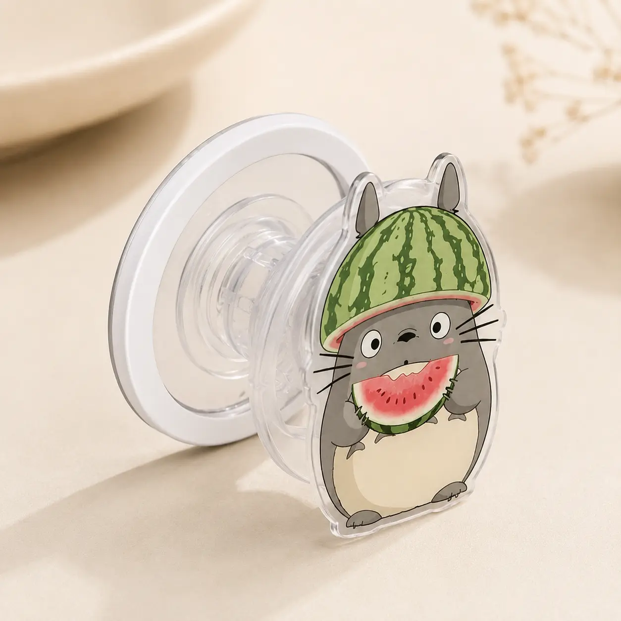 Cute Watermelon Cat Magnetic Phone Grip, Funny Summer Phone Holder, Magnetic Phone Stand, Cute Fruit Phone Accessory