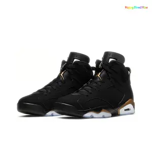 Black and Gold Suede High-Top Retro Basketball Shoes