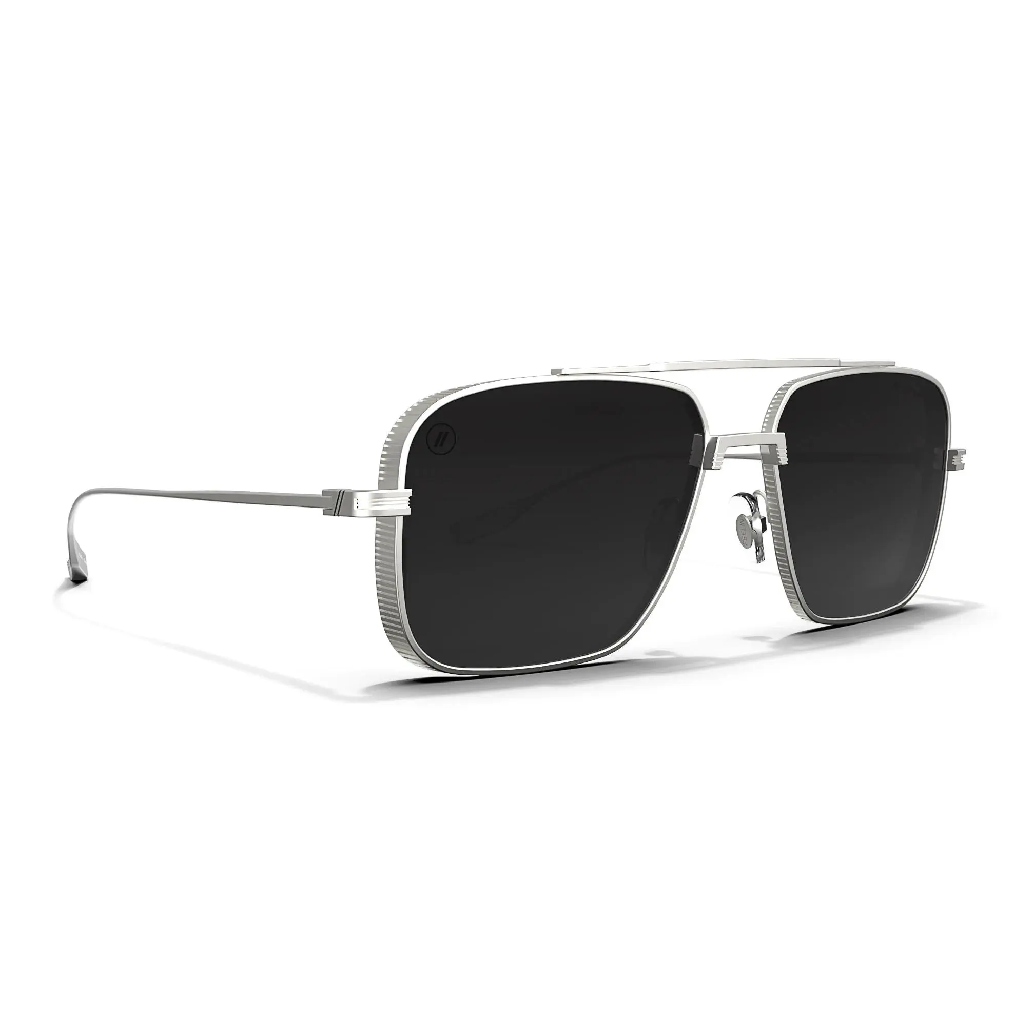 Blenders  Phoenix Silver Unisex Matte Silver Frame Polarized PureBlend Smoke Lenses 100% UV Protection Small-Medium Fit