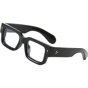 Thick Square Frame Glasses for Women Men Chunky Rectangle Non Prescription Blue Light Glasses Computer Eyeglasses