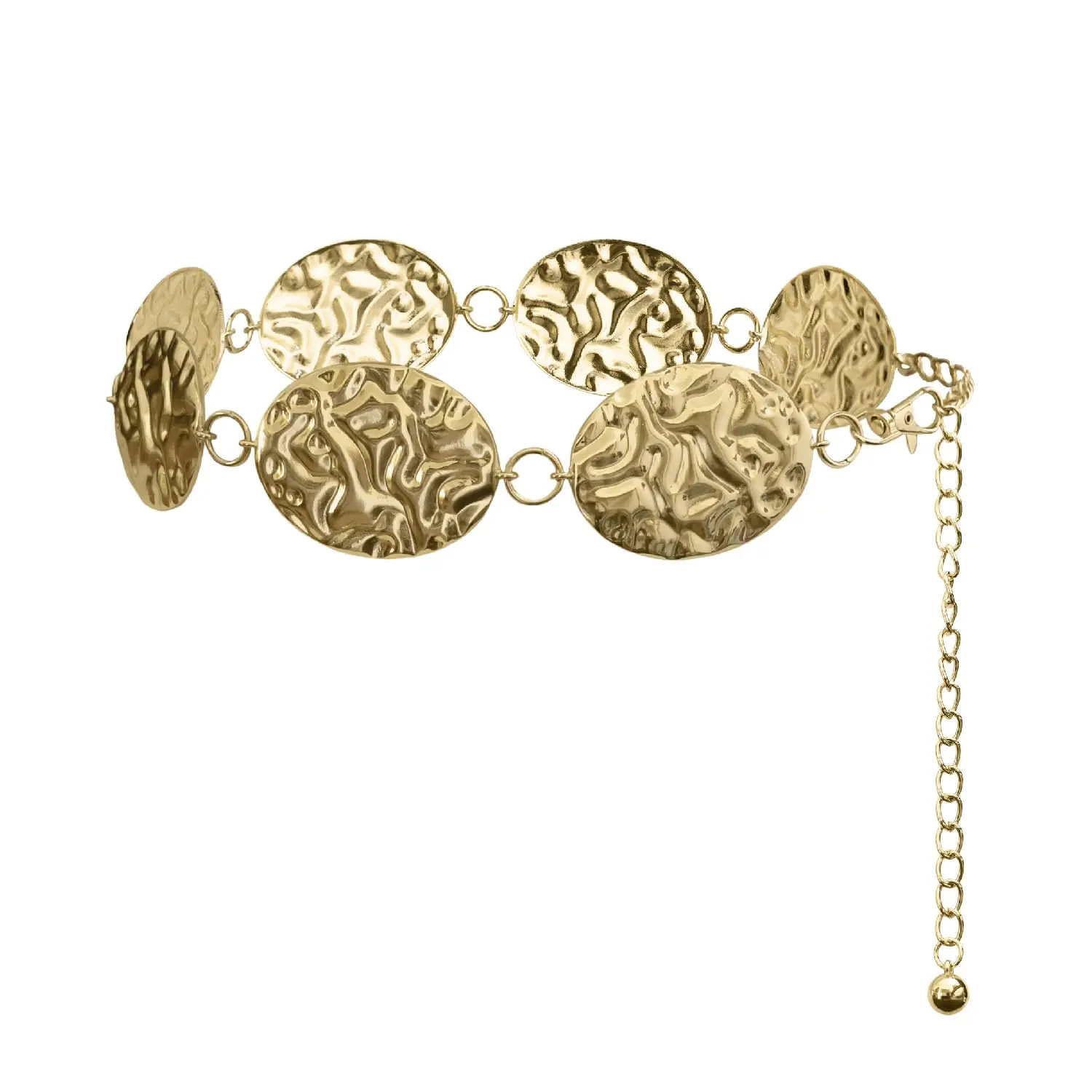 Hammered Metal Western Oversized Concho Chain Belt