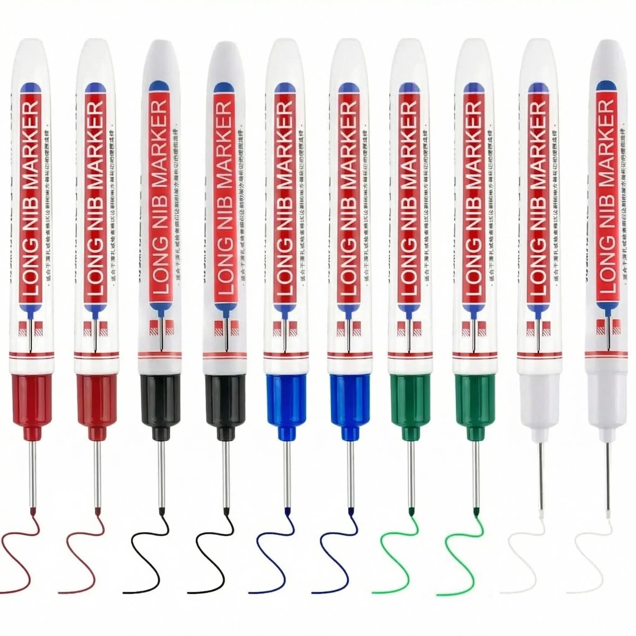Long Head Deep Hole Marker Pens 20mm Waterproof Permanent Marking Tool for Carpenter Metal Outdoor Work Office School Supplies Stationery 10/15 Pcs Optional For DIY