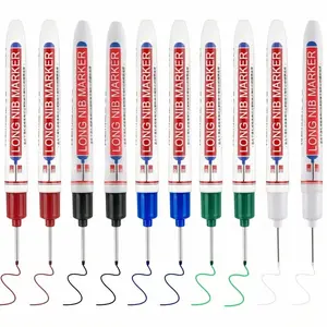 Long Head Deep Hole Marker Pens 20mm Waterproof Permanent Marking Tool for Carpenter Metal Outdoor Work Office School Supplies Stationery 10/20 Pcs Optional For DIY
