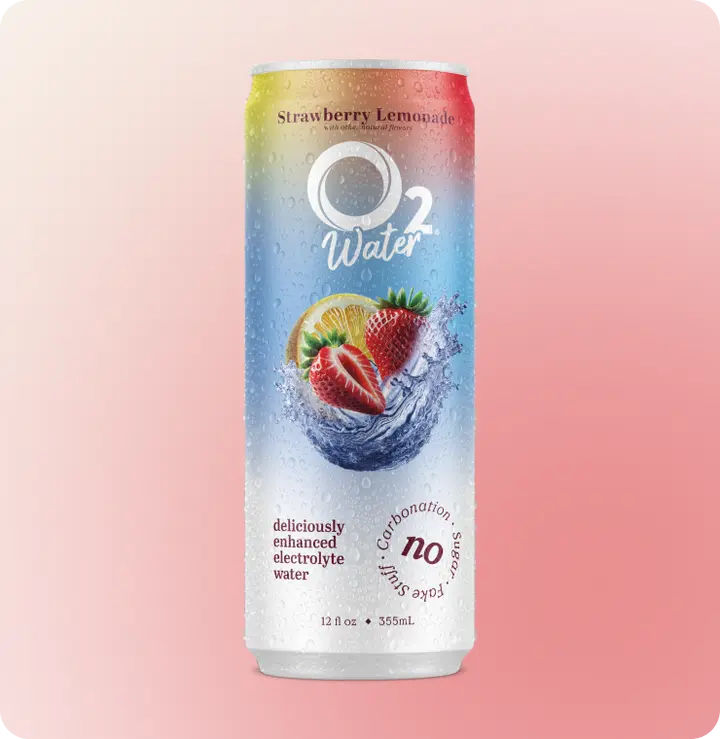 O2 Strawberry Lemonade Electrolyte Water, Sugar-Free Hydration Drink, 12 Pack