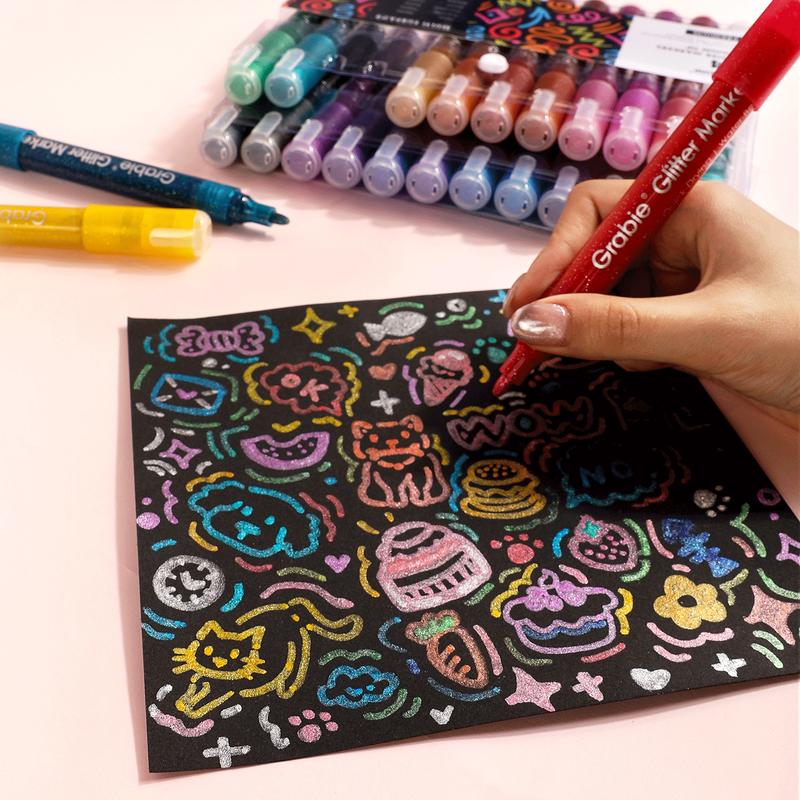 [Flash Sale] Grabie Iridescent Glitter Acrylic Paint Marker Set Of 24 acrylic pen, Art Drawing, HolidayHaul