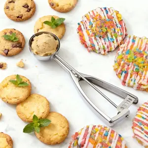 Stainless Steel Ice Cream Spoon, Cookie Scoop with Trigger Release System, Multi-Functional Kitchen Tool for Baking and Desserts