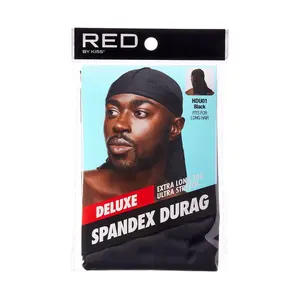 Red Deluxe Spandex Durag Black HDU01 - High-Quality Durag Material, Ideal for Versatile Use, Versatile Design, HDU01 Model
