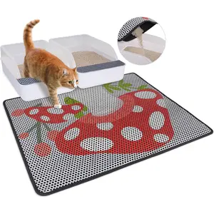 Litter Mat, 30"x24"  Litter Trapping Mat, Double Layer Litter Mat with Non-Slip Rubber Bottom,  and Water Proof, Keeps Floors Clean Mushroom L
